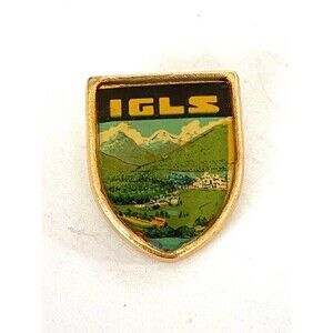 IGLS  Austria Souvenir Lapel Hat Jacket Ski Pin Crest Coat Of Arms Shield 3/4"